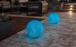 Уличный шар-светильник "Иду" D 20см темный мрамор RGB